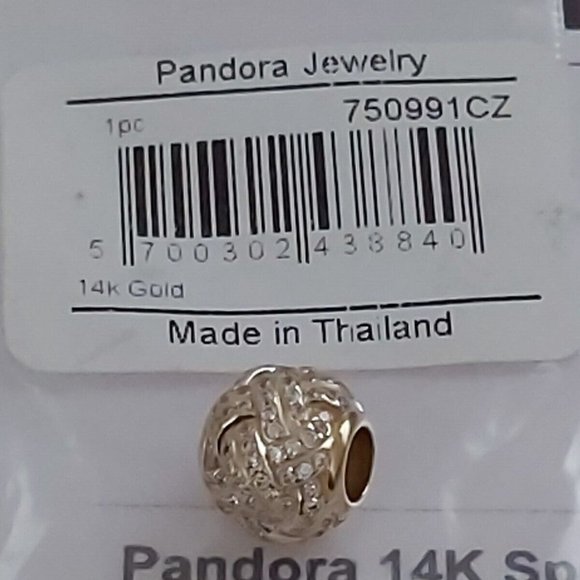 Pandora 14K GOLD  SPARKLING LOVE KNOT CHARM 750991CZ - Picture 5 of 12